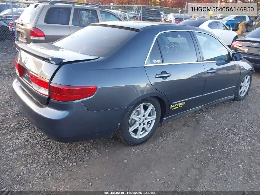 1HGCM55405A146850 2005 Honda Accord 2.4 Lx
