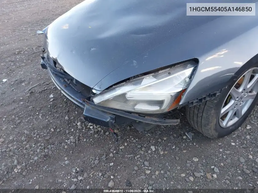 1HGCM55405A146850 2005 Honda Accord 2.4 Lx