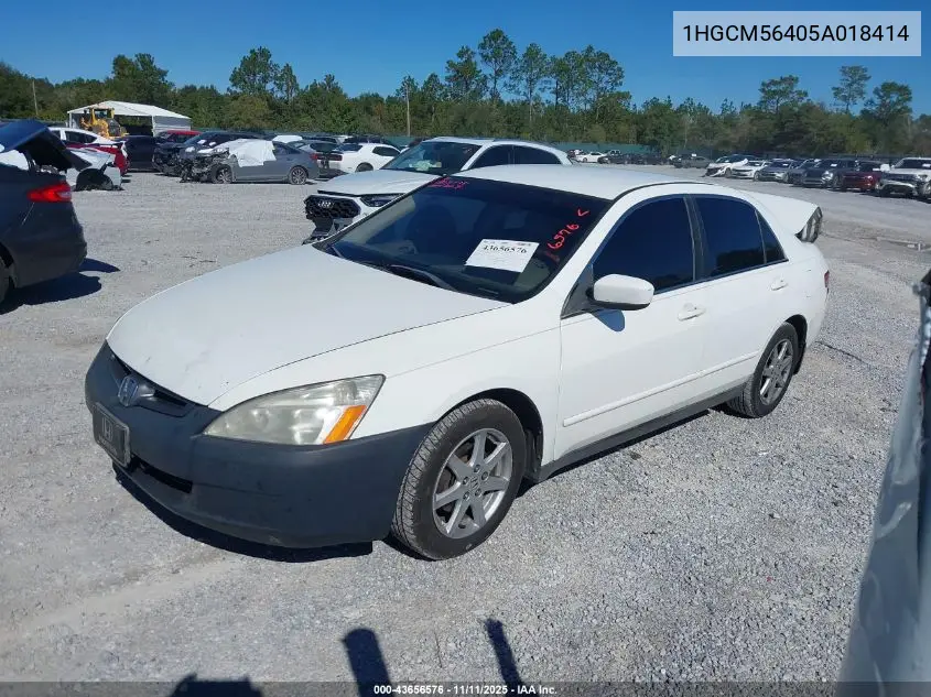 1HGCM56405A018414 2005 Honda Accord 2.4 Lx
