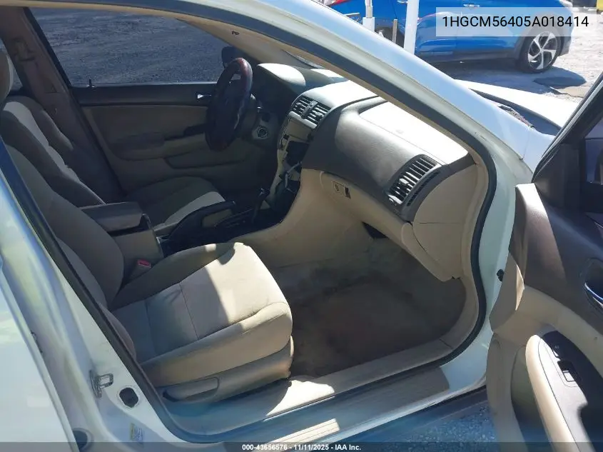 1HGCM56405A018414 2005 Honda Accord 2.4 Lx