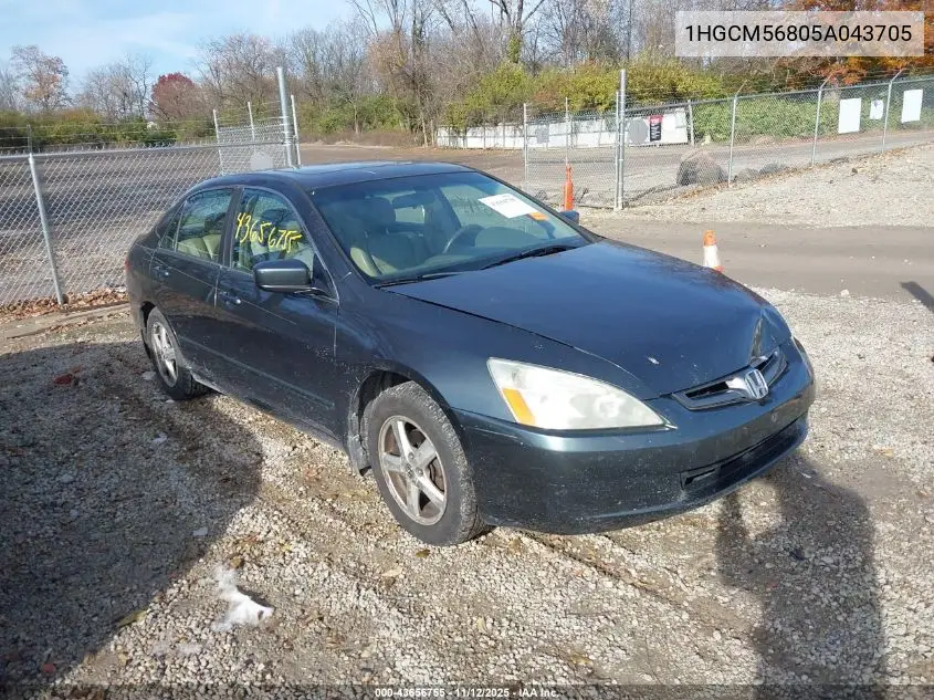 1HGCM56805A043705 2005 Honda Accord 2.4 Ex