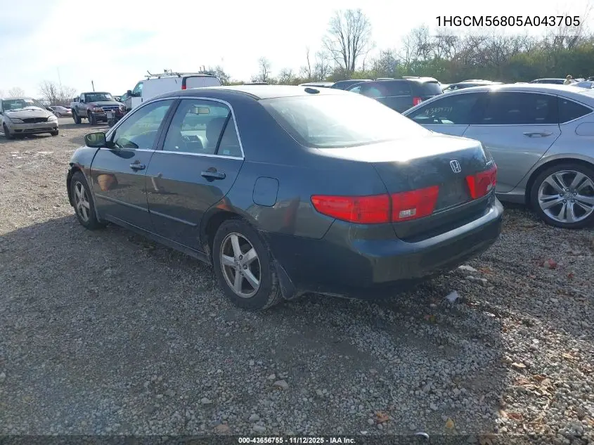 1HGCM56805A043705 2005 Honda Accord 2.4 Ex