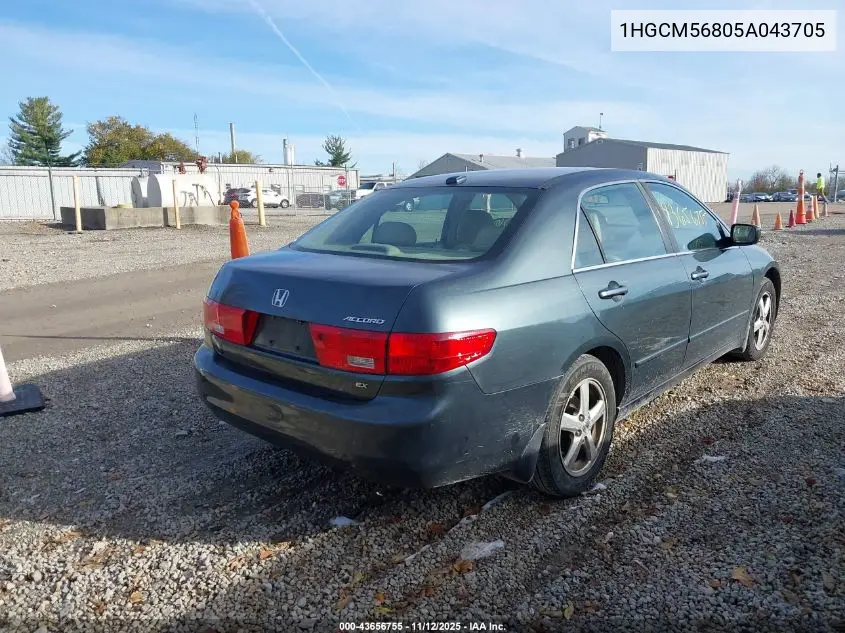 1HGCM56805A043705 2005 Honda Accord 2.4 Ex