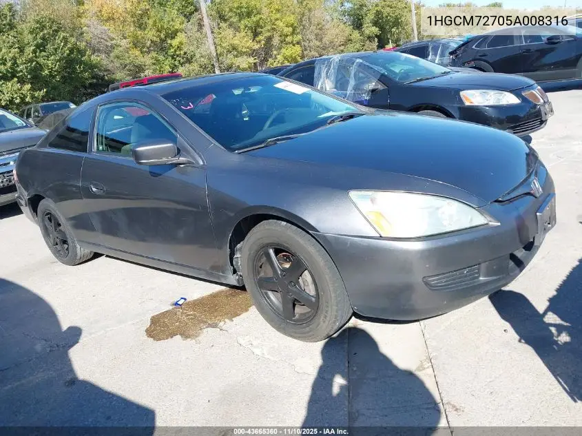 1HGCM72705A008316 2005 Honda Accord 2.4 Ex