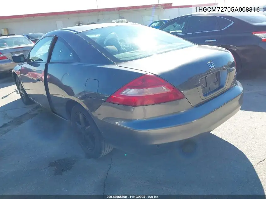 1HGCM72705A008316 2005 Honda Accord 2.4 Ex