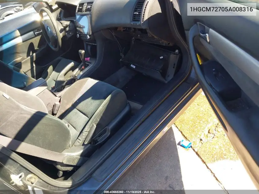 1HGCM72705A008316 2005 Honda Accord 2.4 Ex