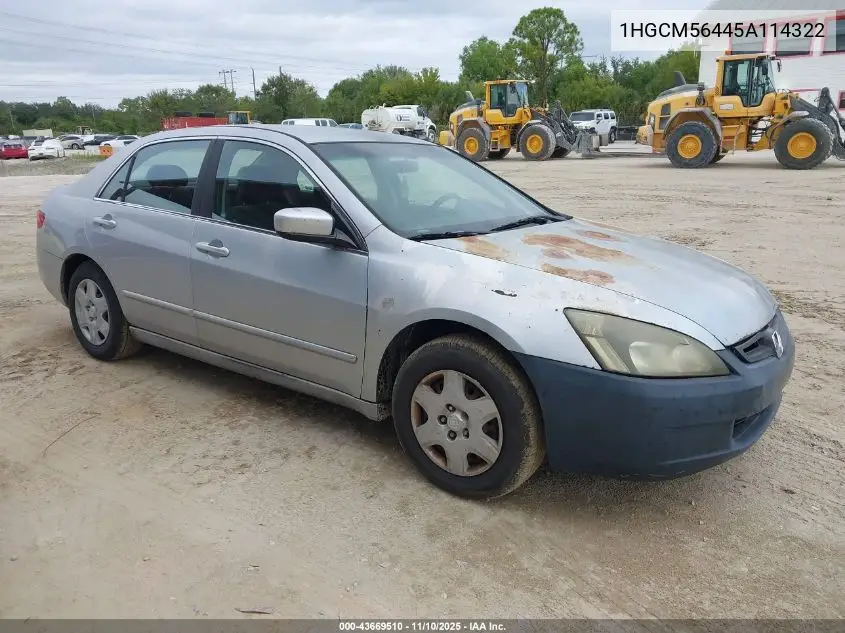 1HGCM56445A114322 2005 Honda Accord 2.4 Lx