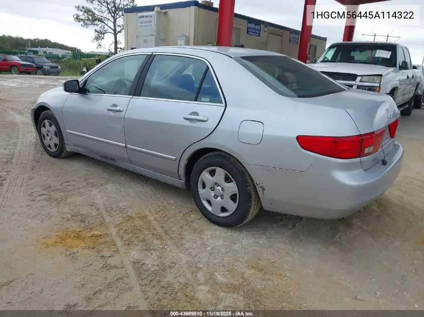 1HGCM56445A114322 2005 Honda Accord 2.4 Lx