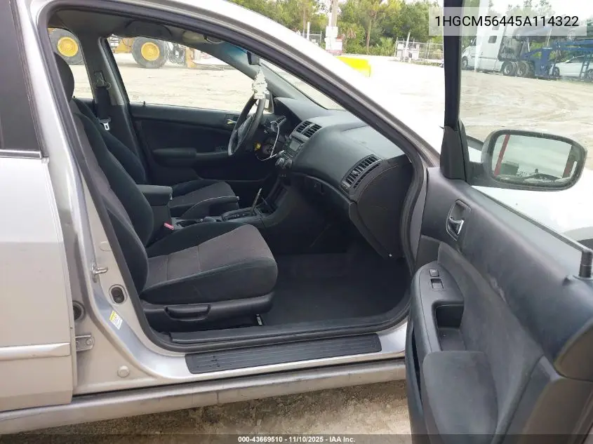 1HGCM56445A114322 2005 Honda Accord 2.4 Lx