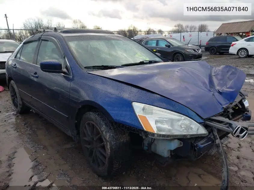 1HGCM56835A071840 2005 Honda Accord 2.4 Ex