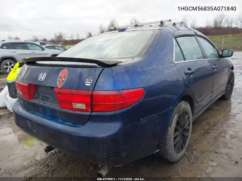 1HGCM56835A071840 2005 Honda Accord 2.4 Ex