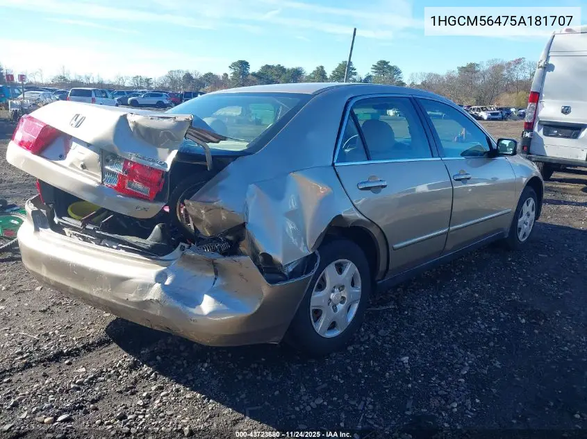 1HGCM56475A181707 2005 Honda Accord 2.4 Lx