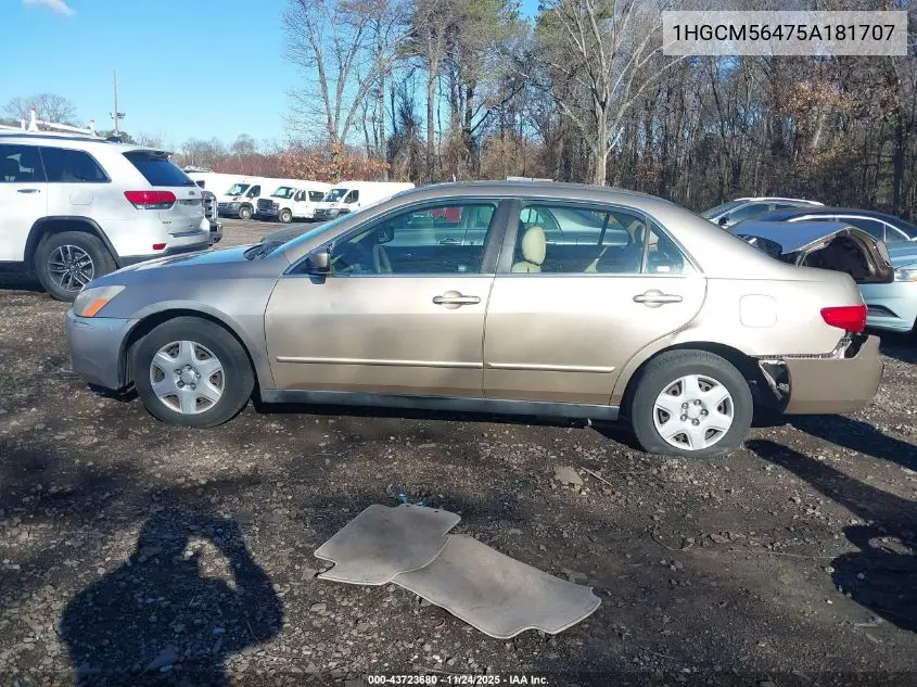1HGCM56475A181707 2005 Honda Accord 2.4 Lx