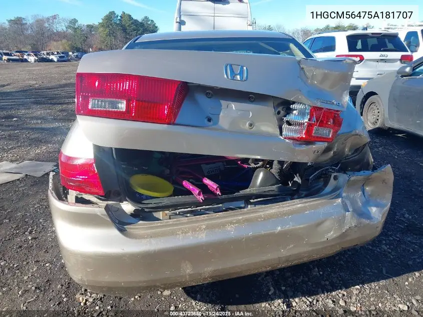 1HGCM56475A181707 2005 Honda Accord 2.4 Lx