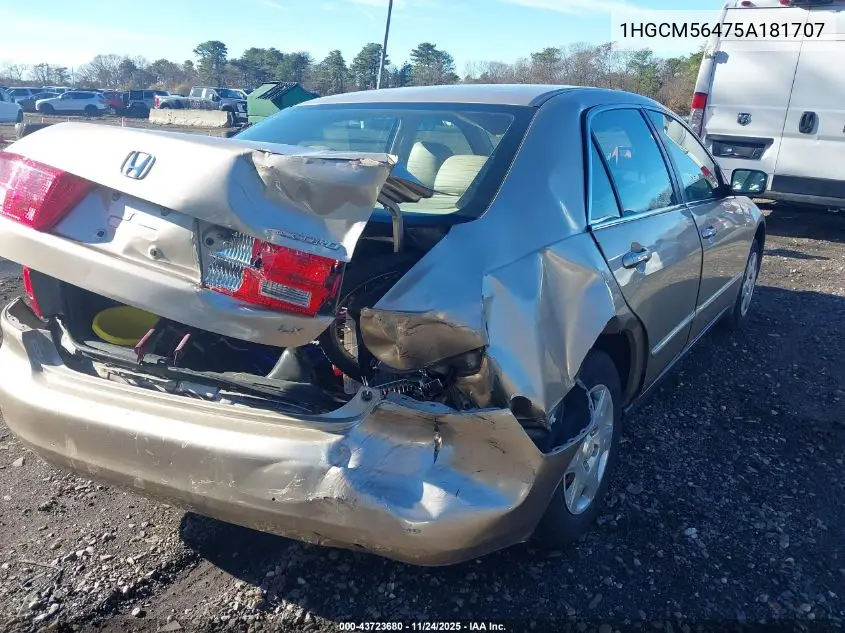 1HGCM56475A181707 2005 Honda Accord 2.4 Lx