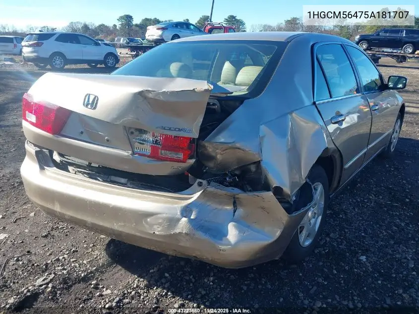 1HGCM56475A181707 2005 Honda Accord 2.4 Lx