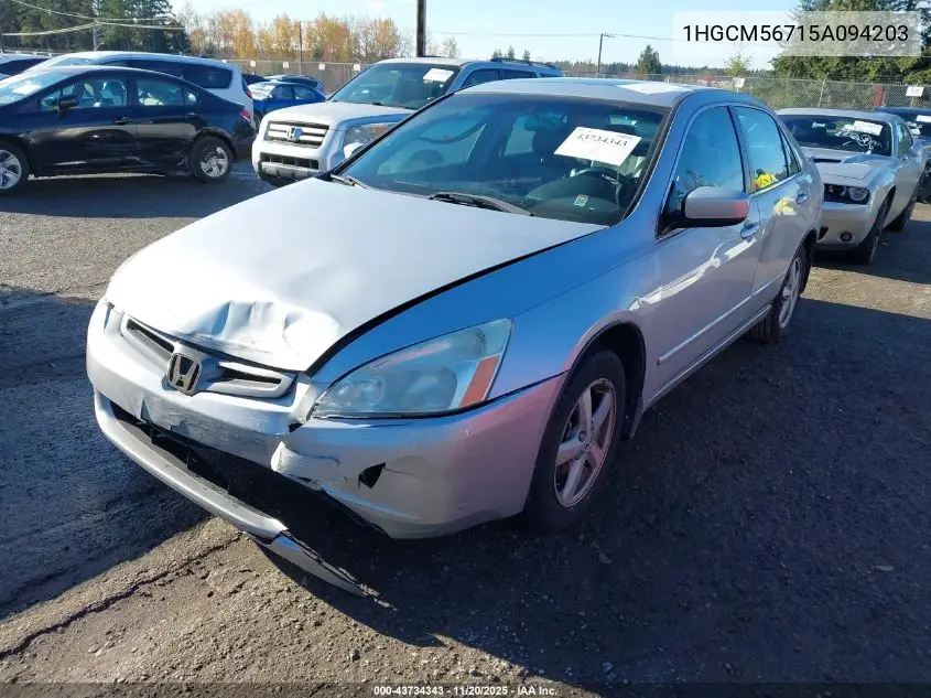 1HGCM56715A094203 2005 Honda Accord 2.4 Ex