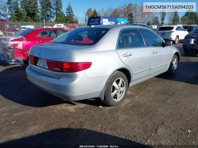 1HGCM56715A094203 2005 Honda Accord 2.4 Ex