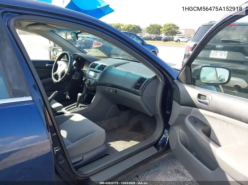 1HGCM56475A152918 2005 Honda Accord 2.4 Lx