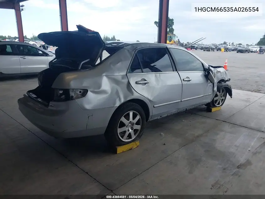 1HGCM66535A026554 2005 Honda Accord 3.0 Ex