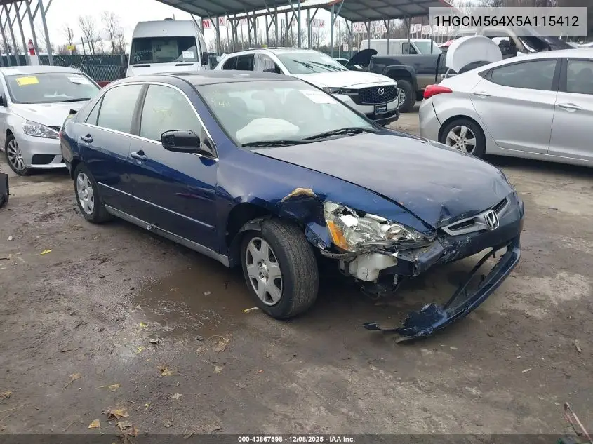 1HGCM564X5A115412 2005 Honda Accord 2.4 Lx