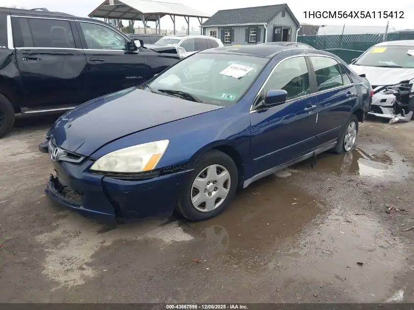1HGCM564X5A115412 2005 Honda Accord 2.4 Lx