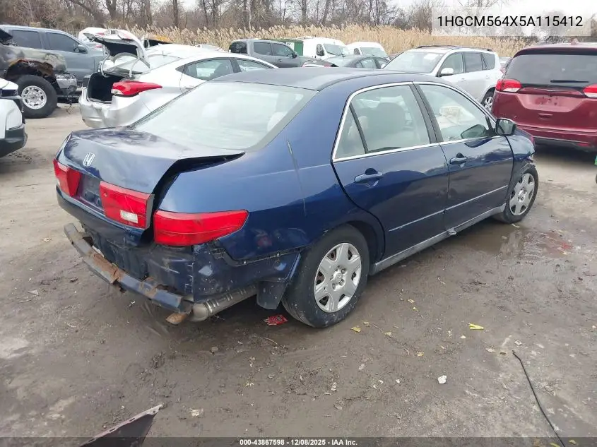 1HGCM564X5A115412 2005 Honda Accord 2.4 Lx