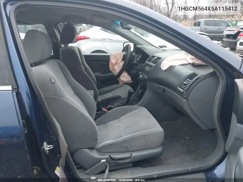 1HGCM564X5A115412 2005 Honda Accord 2.4 Lx