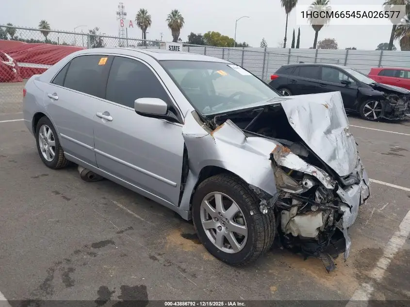 1HGCM66545A026577 2005 Honda Accord 3.0 Ex