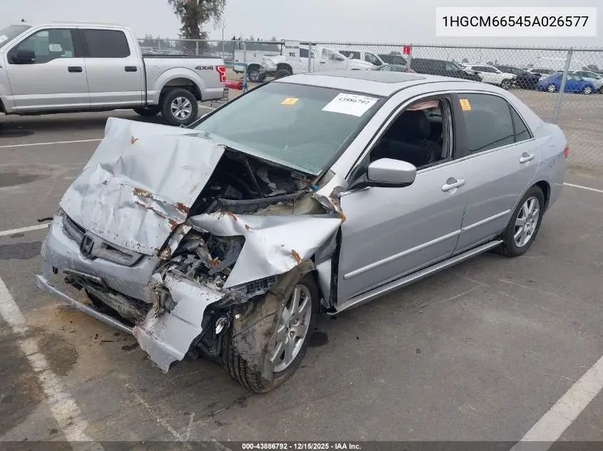 1HGCM66545A026577 2005 Honda Accord 3.0 Ex