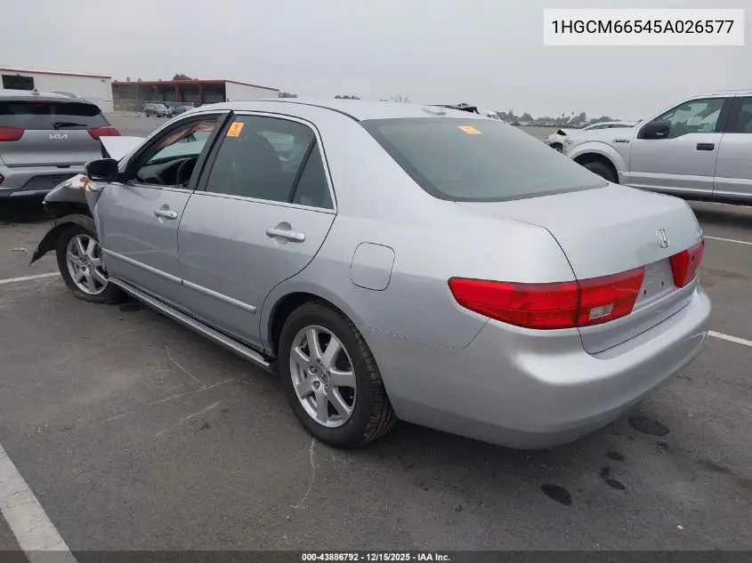 1HGCM66545A026577 2005 Honda Accord 3.0 Ex