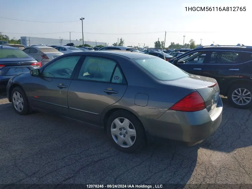 1HGCM56116A812765 2006 Honda Accord