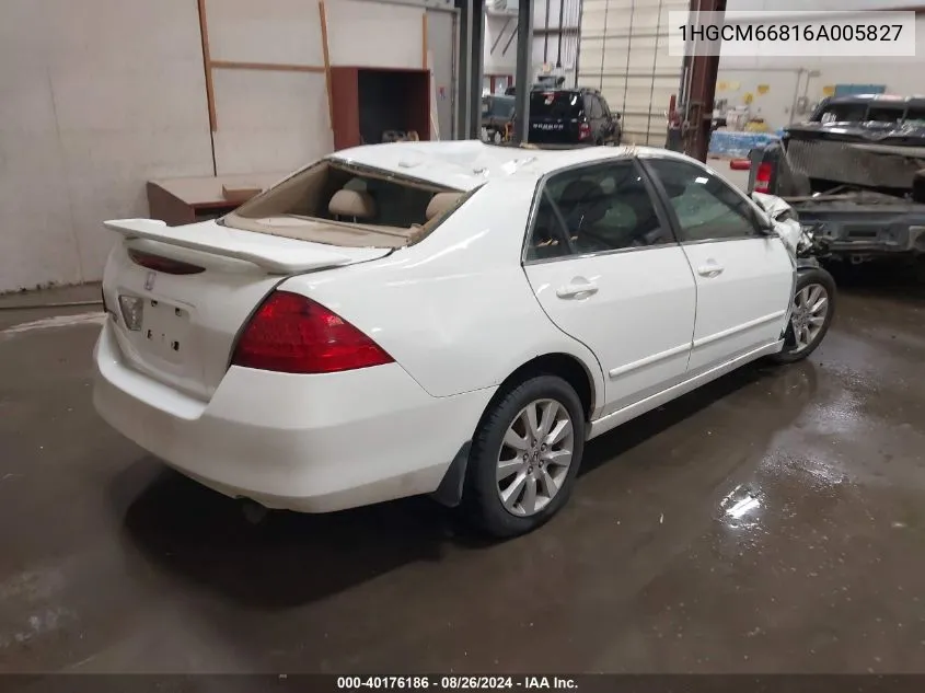 1HGCM66816A005827 2006 Honda Accord Sdn Ex-L V6 With Navi