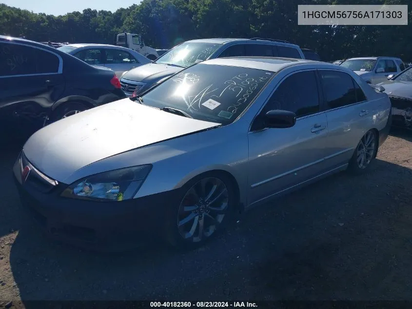 2006 Honda Accord 2.4 Ex VIN: 1HGCM56756A171303 Lot: 40182360