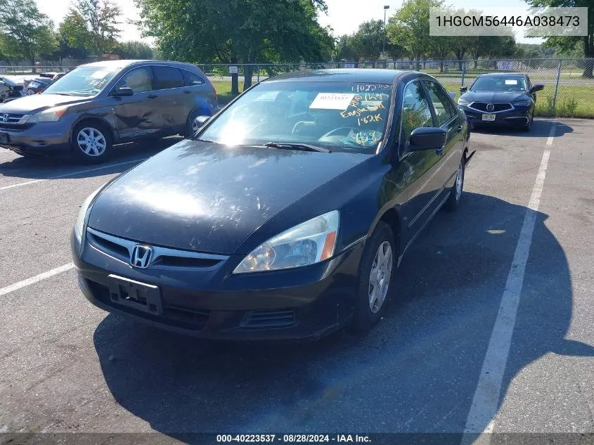 1HGCM56446A038473 2006 Honda Accord 2.4 Lx