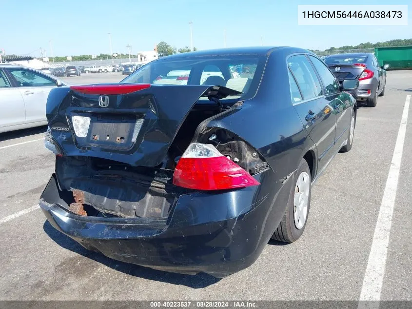 1HGCM56446A038473 2006 Honda Accord 2.4 Lx