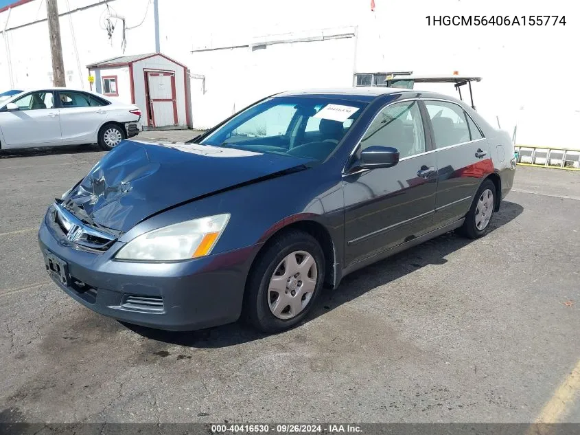 1HGCM56406A155774 2006 Honda Accord 2.4 Lx