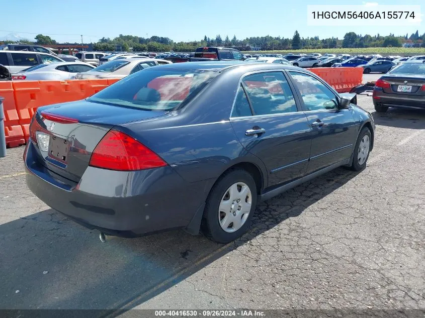 1HGCM56406A155774 2006 Honda Accord 2.4 Lx