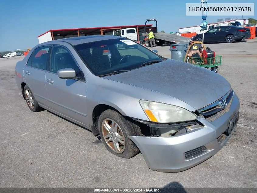 2006 Honda Accord 2.4 Ex VIN: 1HGCM568X6A177638 Lot: 40456041