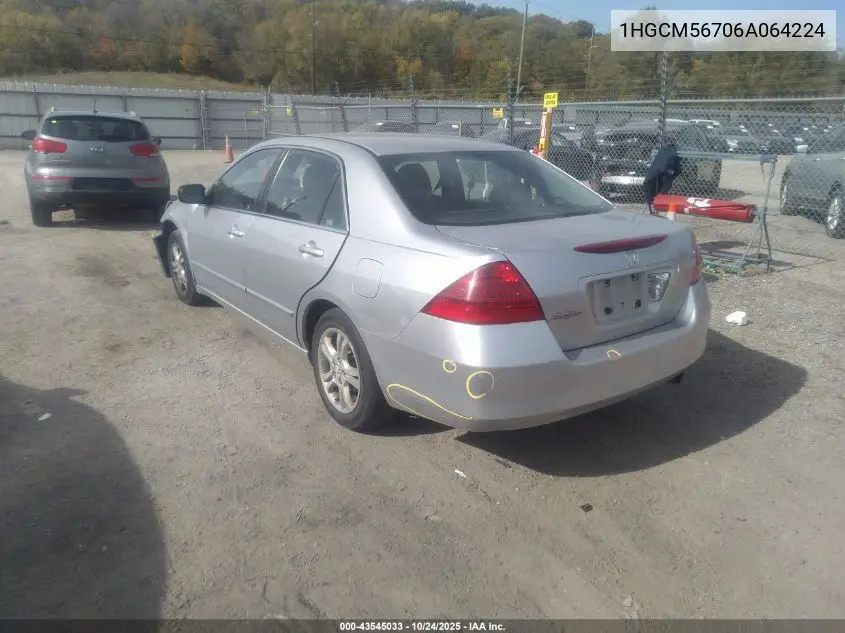 1HGCM56706A064224 2006 Honda Accord 2.4 Ex