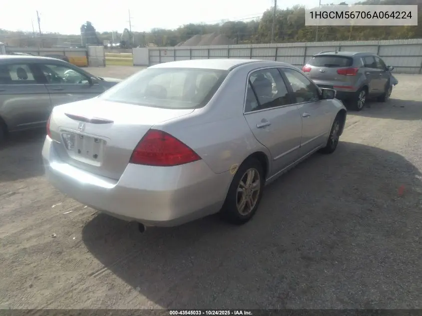 1HGCM56706A064224 2006 Honda Accord 2.4 Ex