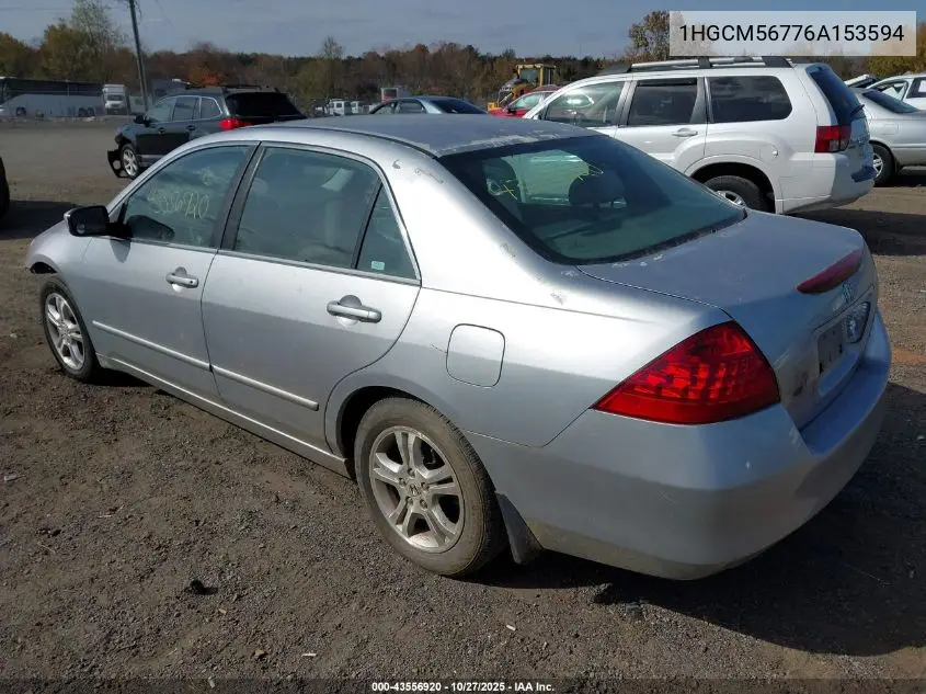 1HGCM56776A153594 2006 Honda Accord 2.4 Ex