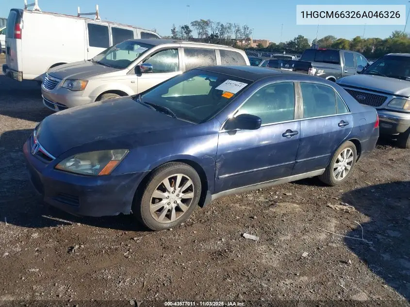 1HGCM66326A046326 2006 Honda Accord 3.0 Lx