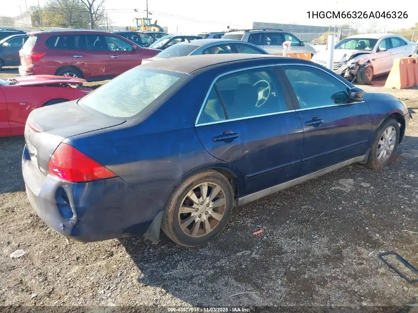 1HGCM66326A046326 2006 Honda Accord 3.0 Lx
