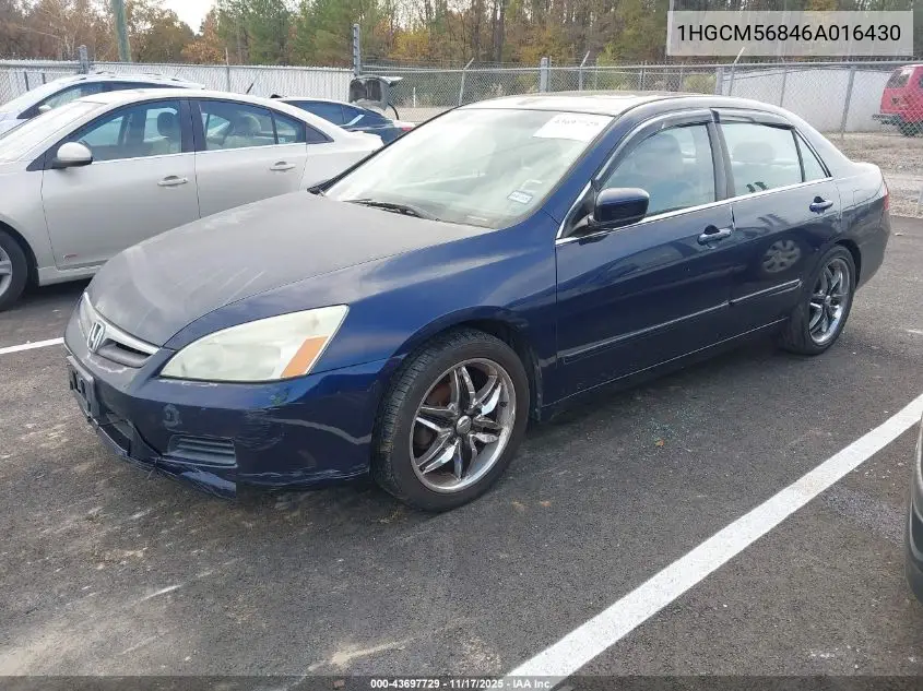 1HGCM56846A016430 2006 Honda Accord 2.4 Ex