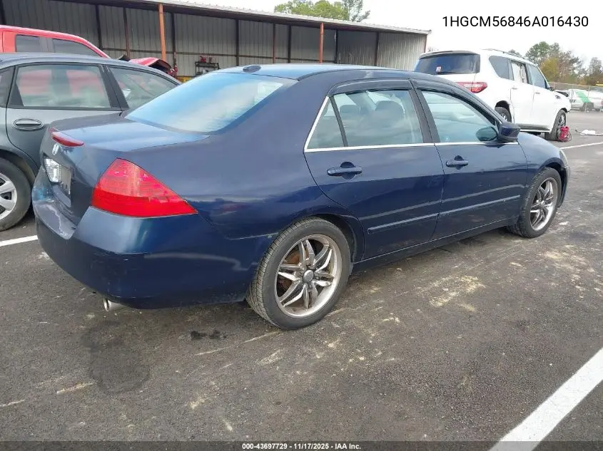 1HGCM56846A016430 2006 Honda Accord 2.4 Ex