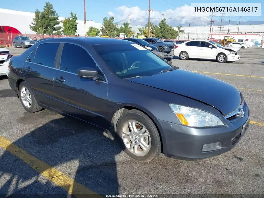 1HGCM56716A146317 2006 Honda Accord Sdn 2.4 Ex/Ex