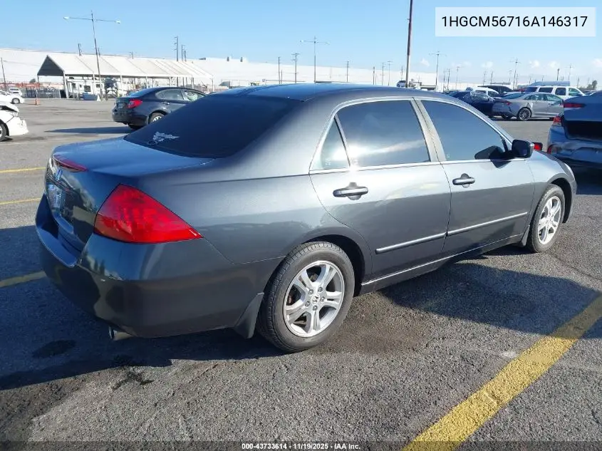 1HGCM56716A146317 2006 Honda Accord Sdn 2.4 Ex/Ex