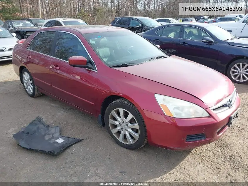 1HGCM665X6A045393 2006 Honda Accord 3.0 Ex