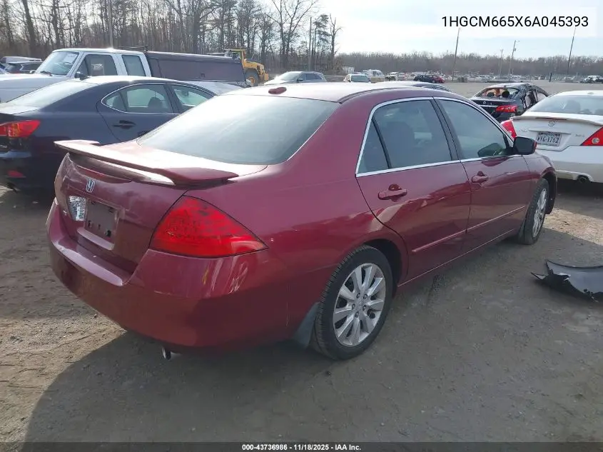 1HGCM665X6A045393 2006 Honda Accord 3.0 Ex